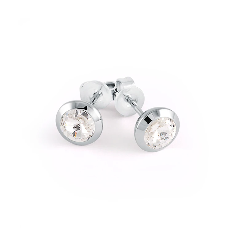 Zirconia Steel Stud Earrings