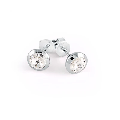 Zirconia Steel Stud Earrings