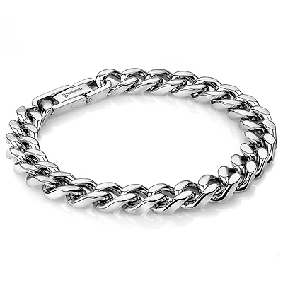 9.4mm Polished curb Steel Bracelet