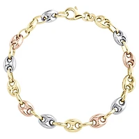 Tri Tone Puffed Mariner 9MM Bracelet