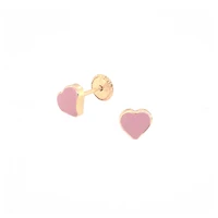 Mini Pink Heart Enamel Stud Earrings