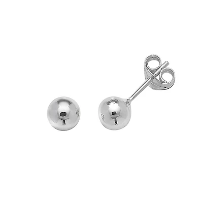 5MM Full Ball White Gold Stud Earrings