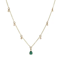 Emerald Teardrop and Diamonds Necklace