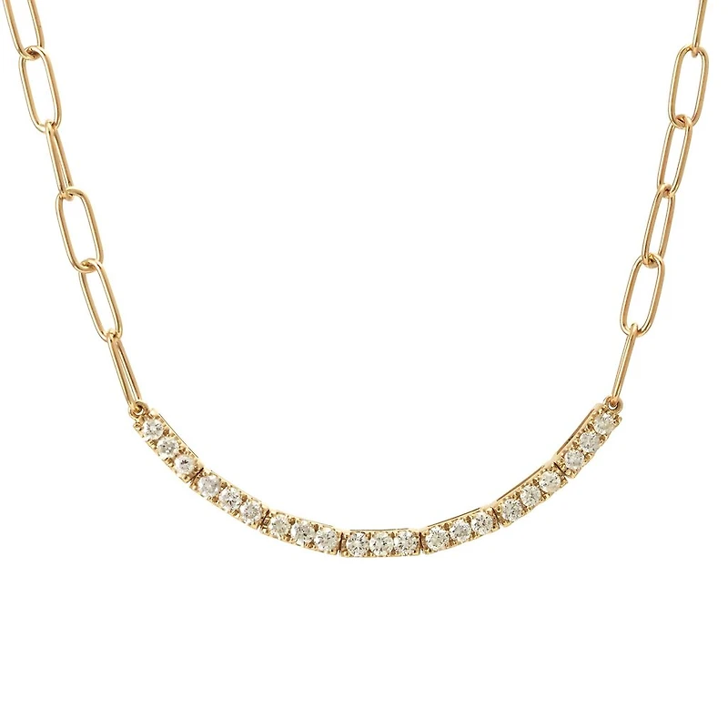 Half Paperclip Half Diamond Necklace