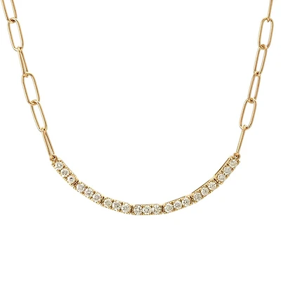 Half Paperclip Half Diamond Necklace