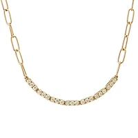Half Paperclip Half Diamond Necklace