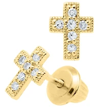 14K Diamond Cross Earrings