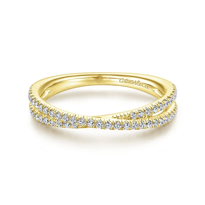 Diamond Criss Cross Yellow Gold Ring