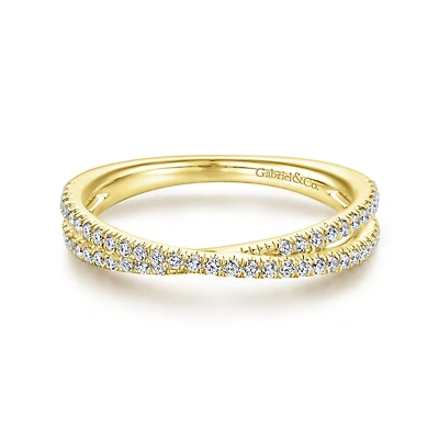 Diamond Criss Cross Yellow Gold Ring