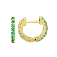 Half Diamond half Emerald 10MM Huggie Earrings