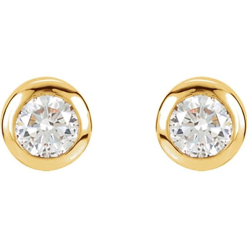 14K Zirconia Solitaire Stud Earrings