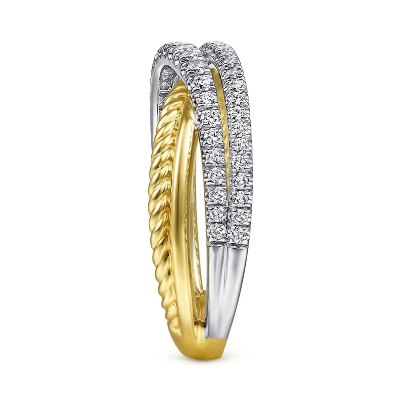Two Tone Diamond Twist Ring