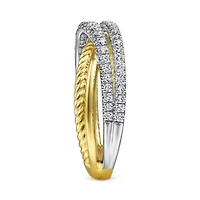 Two Tone Diamond Twist Ring