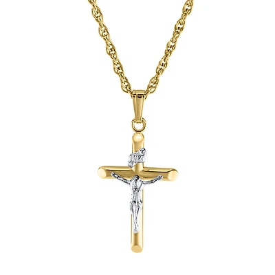 Two Tone 18MM Crucifix Kids Necklace