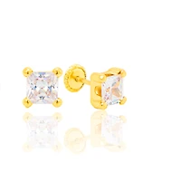 5MM Square CZ White Gold Stud Earrings