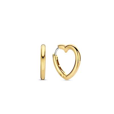 Heart Shape 20mm Golden Huggie Earrings