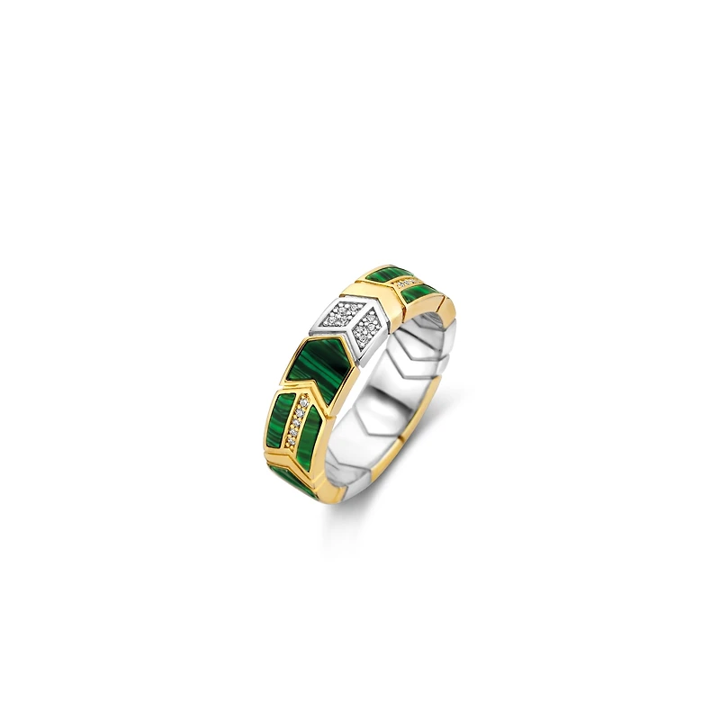 Green Malachite Arrow Pattern Ring