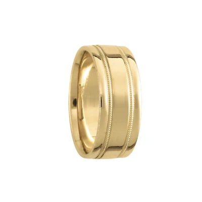 Milgrain 8mm Yellow Gold Wedding Band