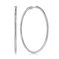 50mm White Gold Hoop Earrings