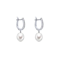Pearl Drop Diamond Earrings 14K