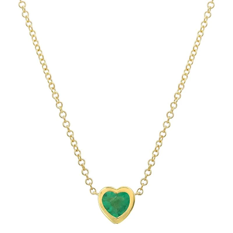 Heart Shaped Emerald Bezel Set Necklace