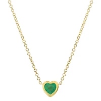 Heart Shaped Emerald Bezel Set Necklace