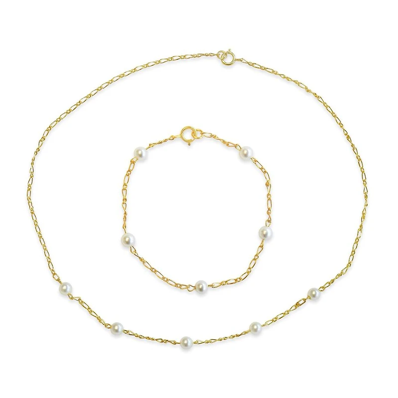 Kids Pearl Chain and Bracelet Set