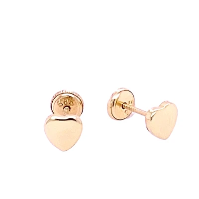 5MM Smooth heart Kids Stud Earrings