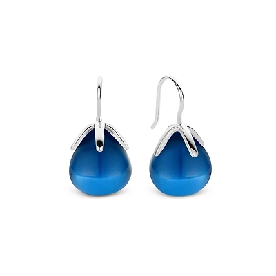 Dark Blue Flowerbud Earrings - Small