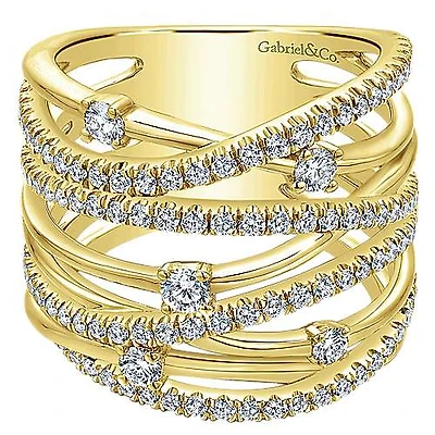 Intersecting Diamond Wide Ring