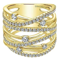 Intersecting Diamond Wide Ring