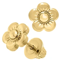14K Yellow Gold Flower Stud Earrings
