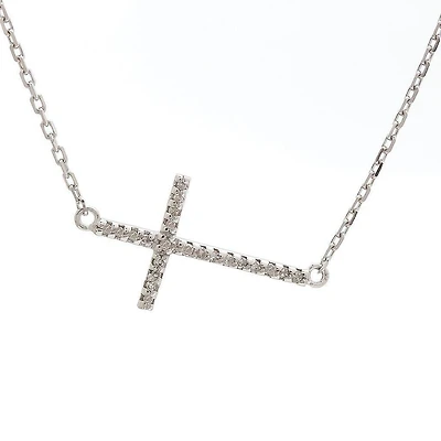 Sideway Cross Diamond Necklace