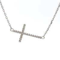 Sideway Cross Diamond Necklace