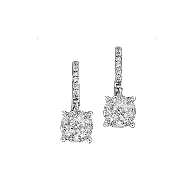Diamond Huggie and Drop 1ct Earrings