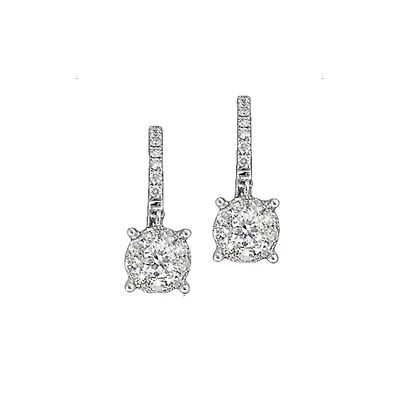 Diamond Huggie and Drop 1ct Earrings