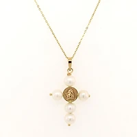 Angel and Pearls Cross Pendant