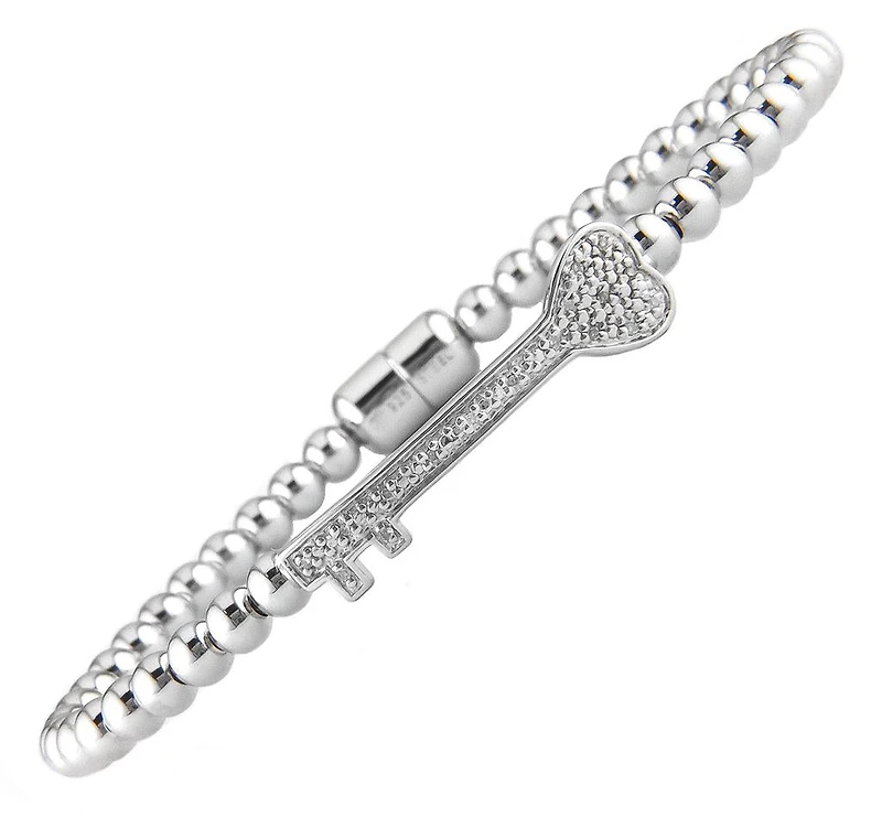 Beads and Keys Bangle Bracelet