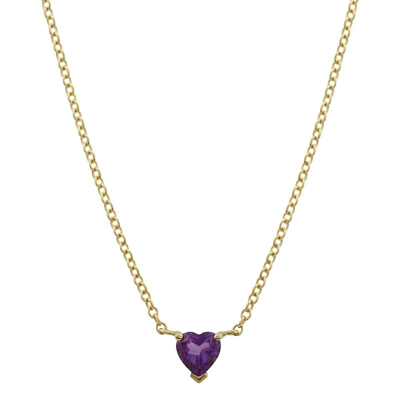 Heart Shaped Amethyst Prong Necklace
