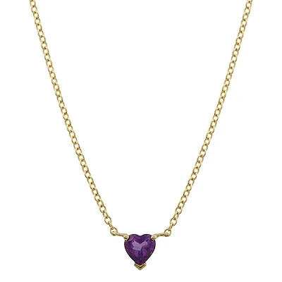 Heart Shaped Amethyst Prong Necklace