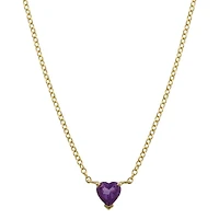 Heart Shaped Amethyst Prong Necklace