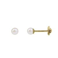 18K Gold 4MM Pearl Stud Earrings