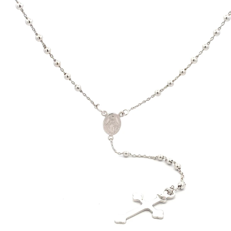 3MM Silver Rosary Necklace