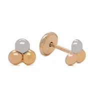 Tri Gold Ball Triangle Stud Earrings