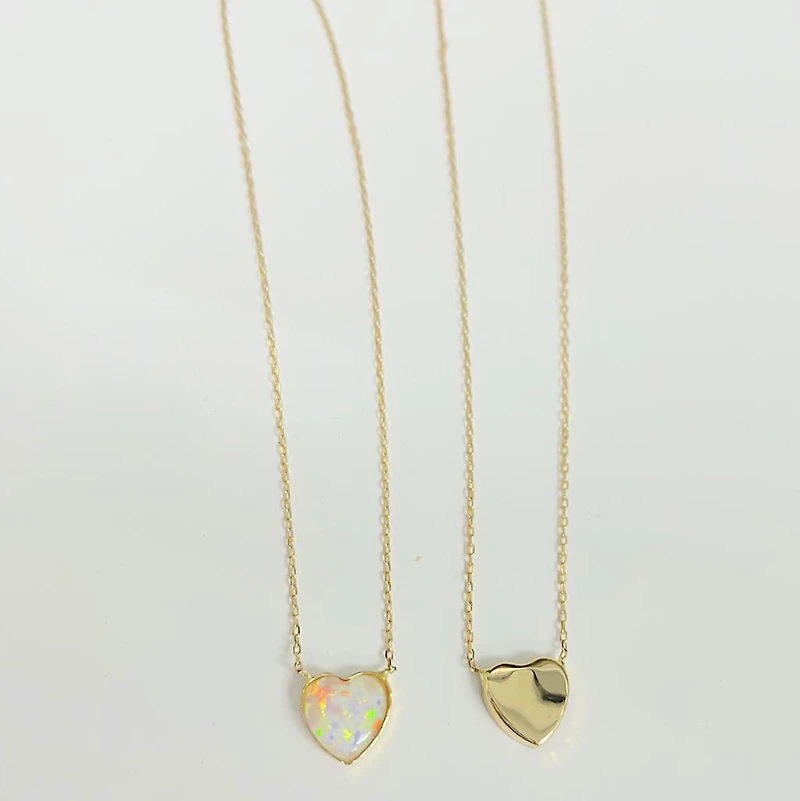 Opal Heart Necklace 14K