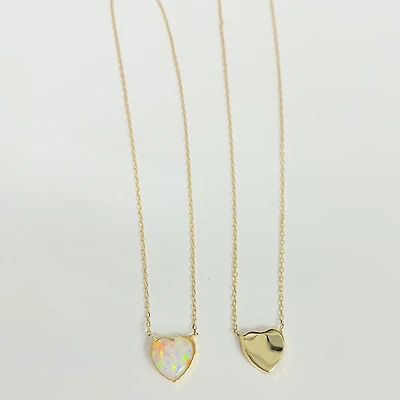 Opal Heart Necklace 14K
