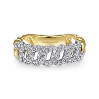 Two Tone Diamonds Links Gold Ring