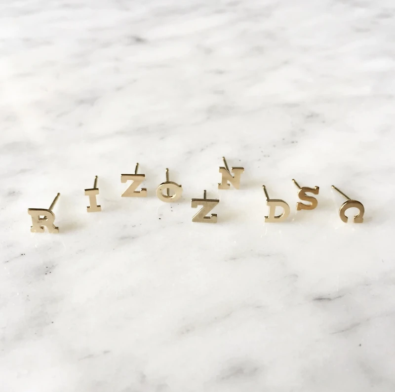 5mm Single Stud Initial Earring