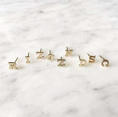5mm Single Stud Initial Earring