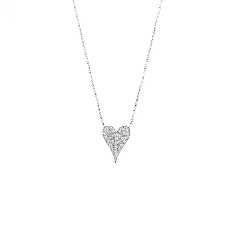 Elongated Heart Diamond Necklace 14KW